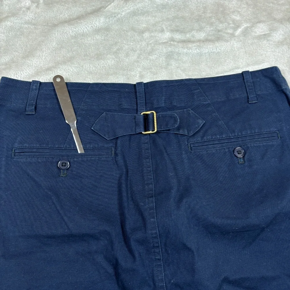 Lauren Ralph Lauren Skirt Womens 8 Blue Pockets Stretch Back‎ Vent Pencil Buckle